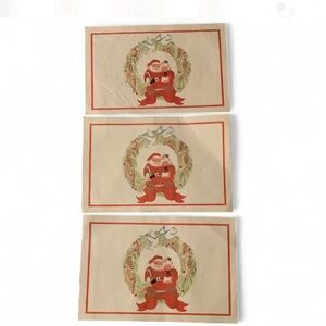 JSNY Taiwan Plastic Enclosed Santa Mrs. Claus Christmas placemats Set 3